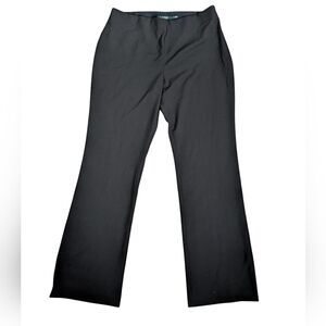 Lauren Ralph Lauren Black Pants Women Sz 14 Black Flat Front Side Zip Stretch